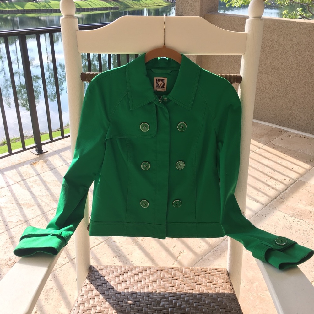 Put on your Christmas green! Anne Klein zippered short jacket